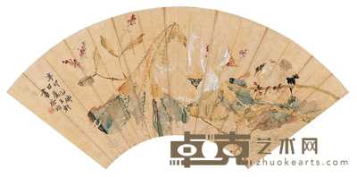王隺 花鸟图 扇面 18×49cm